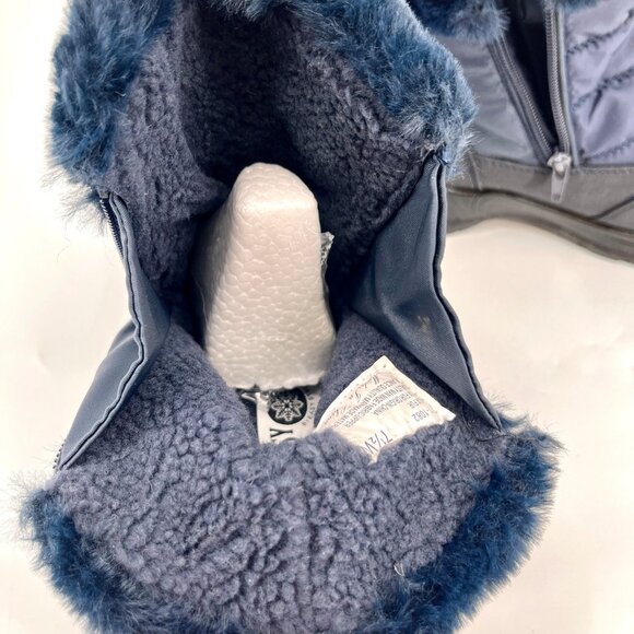 Easy Street Frosty Waterproof Ankle Boots Size 7.5W Navy Blue Faux Fur - Picture 9 of 16